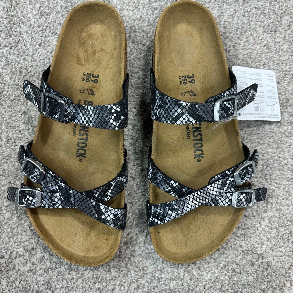 NWT! Birkenstock Women's Franca Sandals Black python-print size 39 - Picture 11 of 11